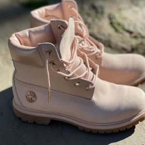 Timberland Rose pink 6 inch boots.